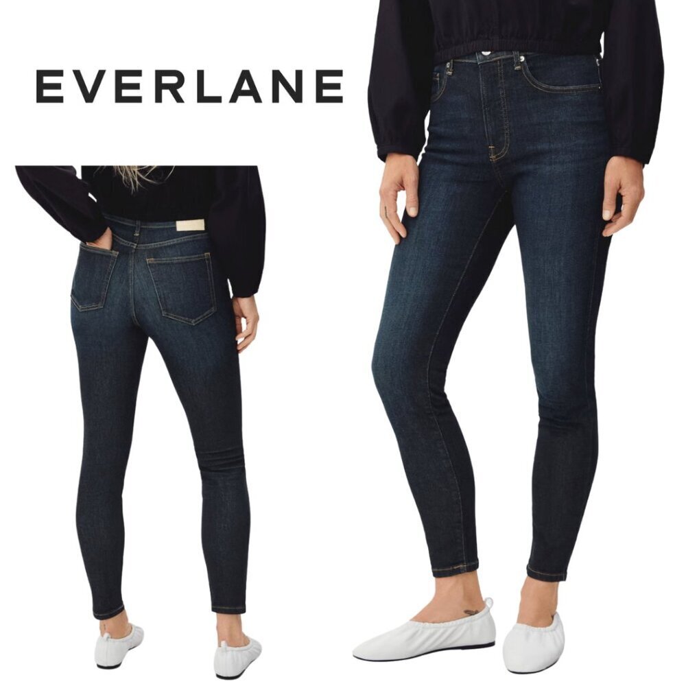 EVERLANE, High Rise Skinny Jeans, Blue, Dark Wash
